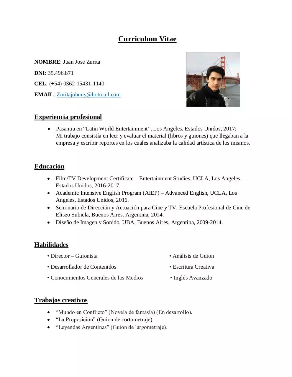Document preview - CV - Juan Jose Zurita.pdf - Page 1/1