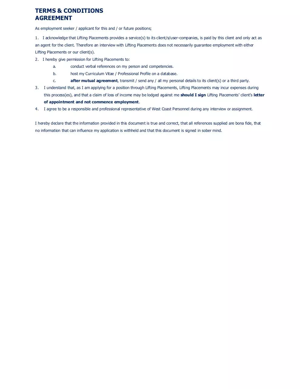 Page 1 of 1, Terms and conditions