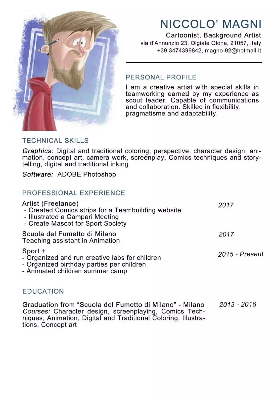 Page 1 of 1, Resume NicMagni