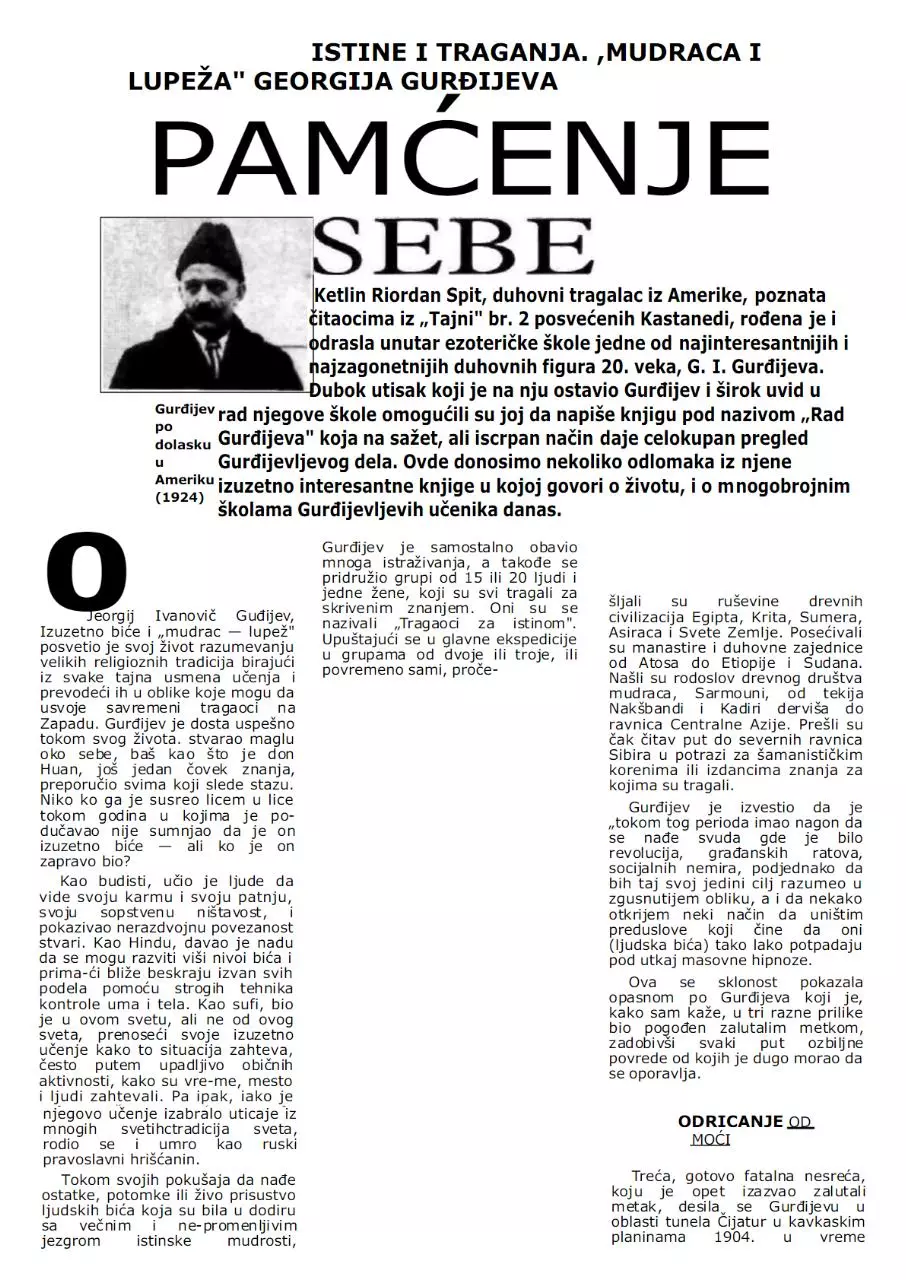 Page 1 of 8, Gurdjijev pamcenje sebe