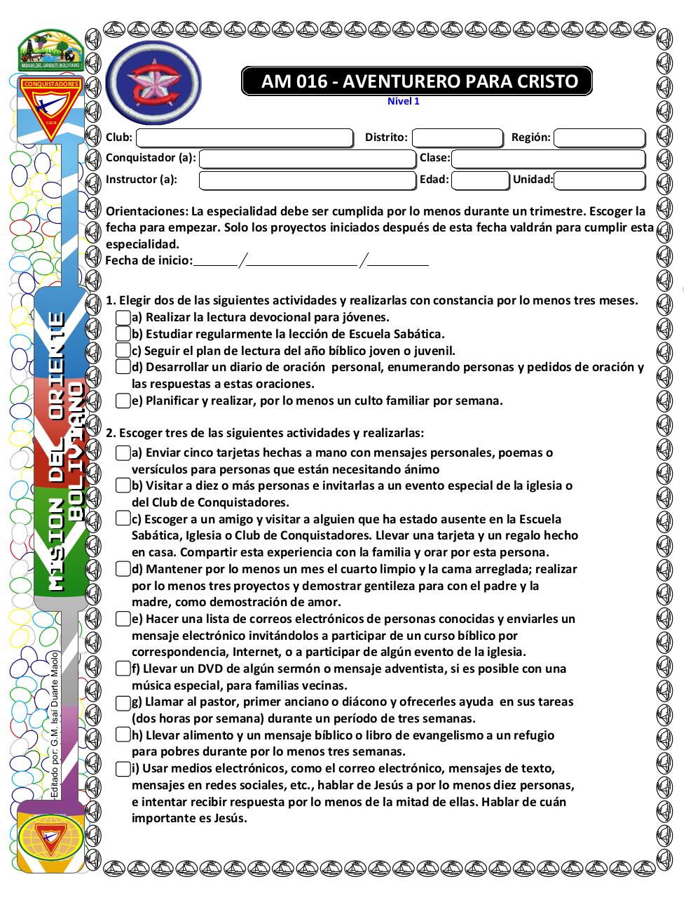 Document preview AM 016 - Aventurero para Cristo.pdf - page 1/3