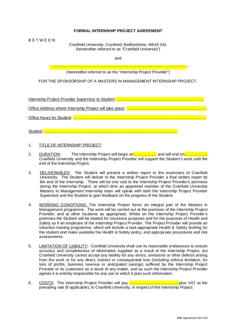 Document preview FORMAL INTERNSHIP PROJECT AGREEMENT.pdf - page 1/2