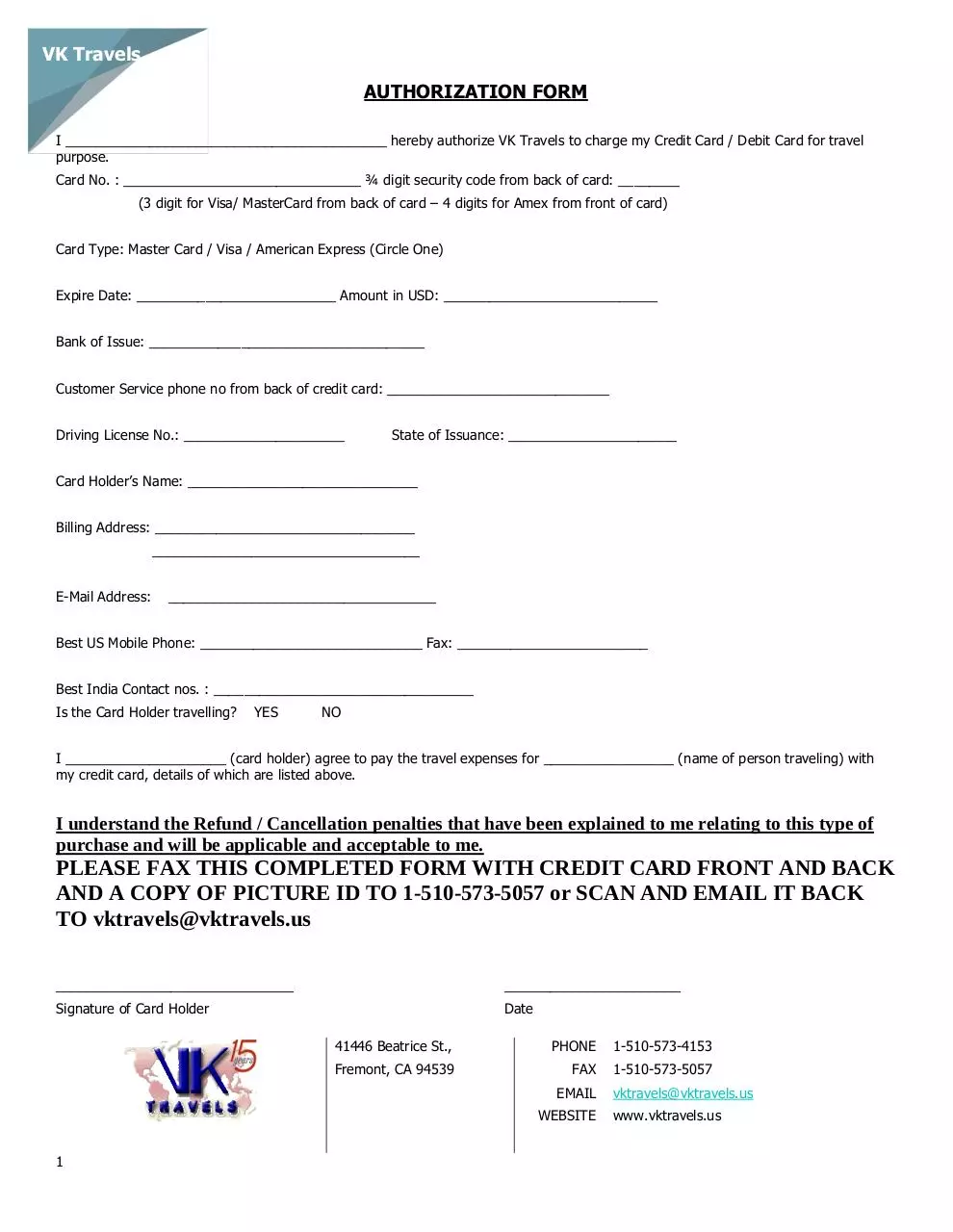 Page 1 of 1, CC Autho form