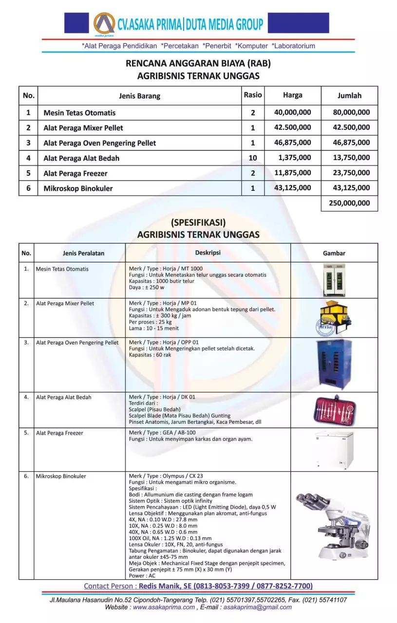 Page 1 of 1, Alat Praktikum SMK Agribisnis Ternak Unggas min