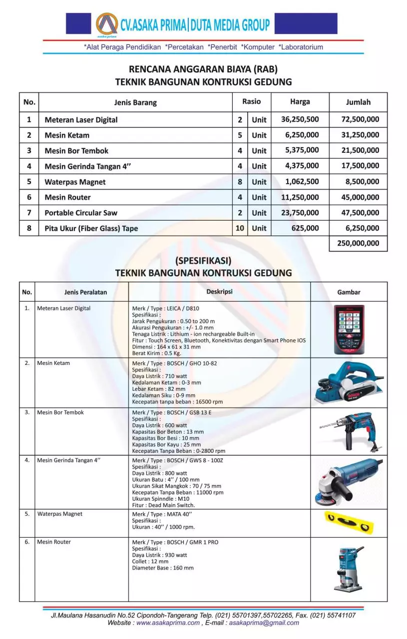 Page 1 of 2, Alat Praktikum SMK Teknik Bangunan Kontruksi Gedung min