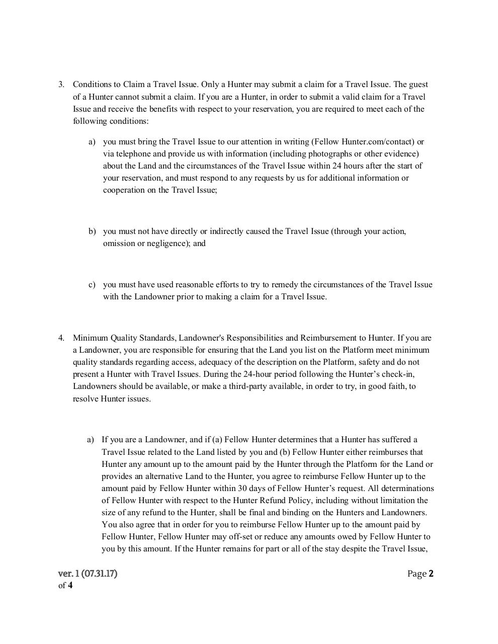 HUNTER REFUND POLICY TERMS v.1-07.31.17.docx.pdf - page 2/6