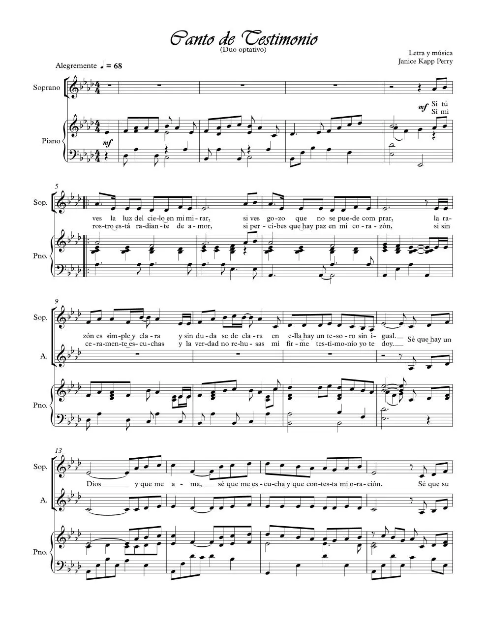 Page 1 of 3, Canto de testimonio