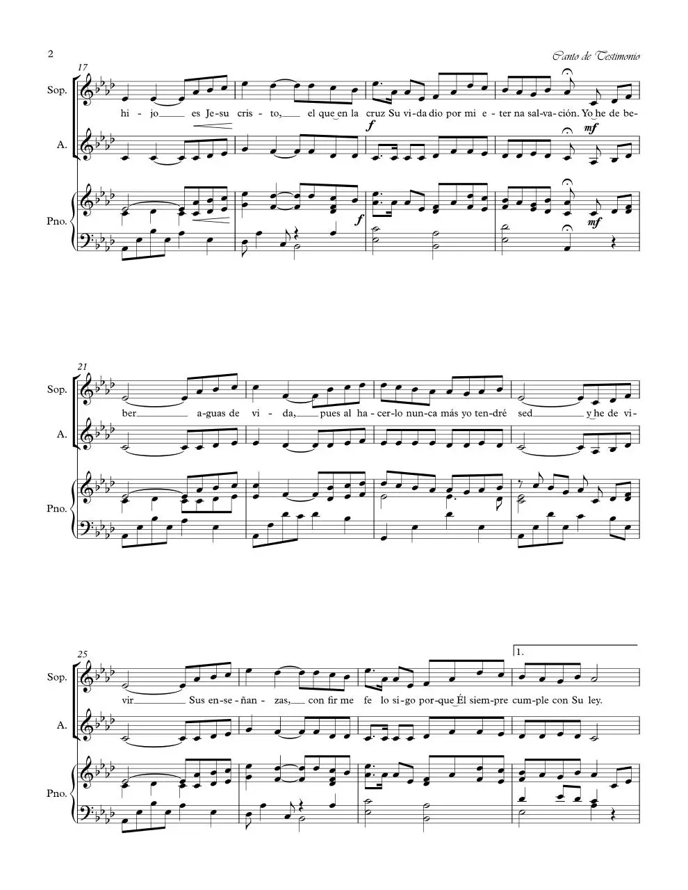 Page 2 of 3, Canto de testimonio