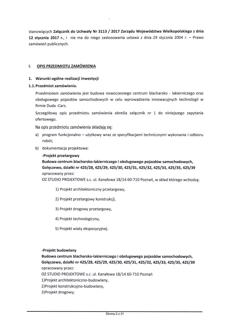 Page 2 of 21, ZAPYTANIE OFERTOWE NR 2.2017.WPRO