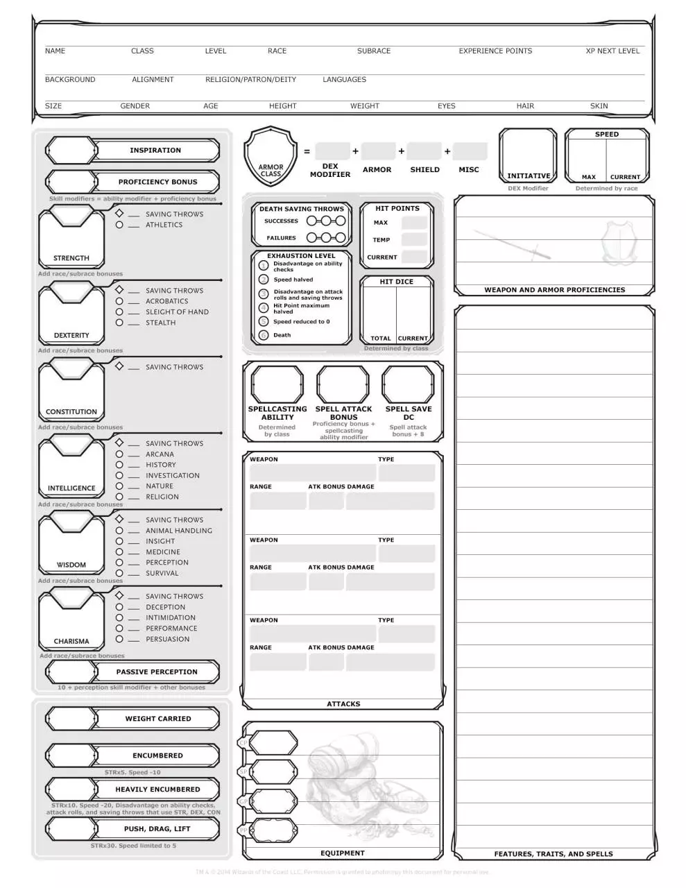 Page 1 of 1, character sheet grouped skills
