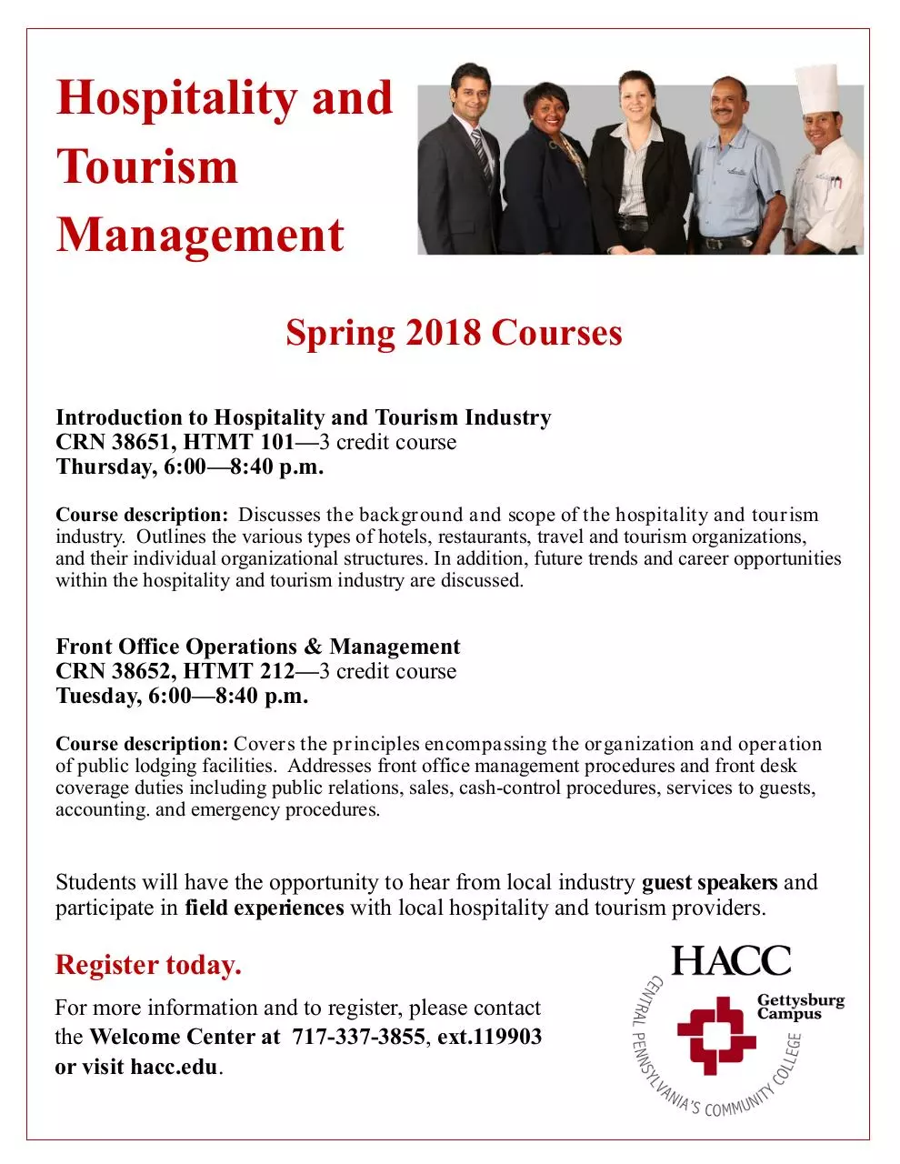 Page 1 of 1, Spring 2018 HTMT Flyer