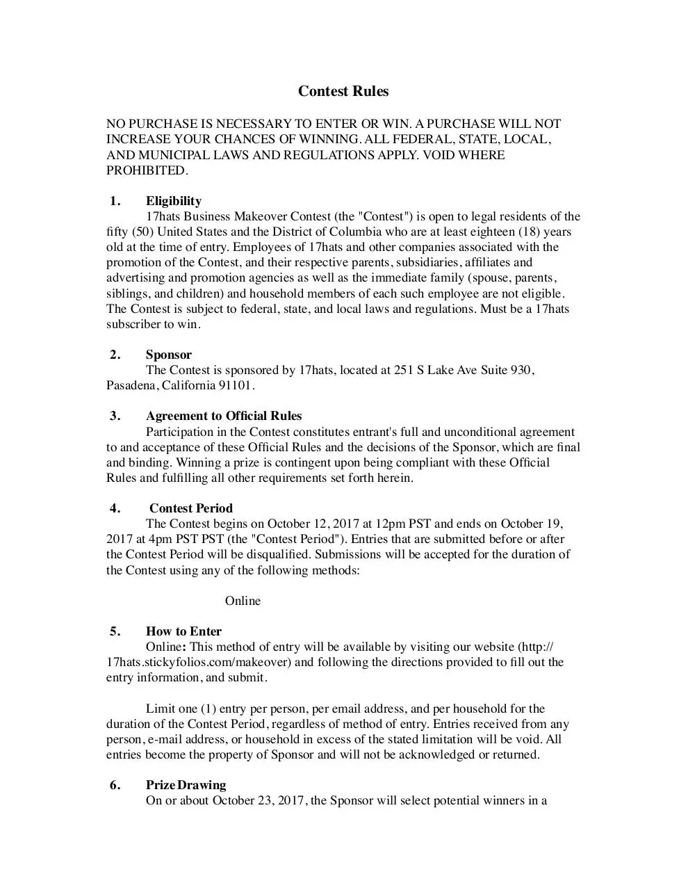 Page 1 of 4, 17hats Business Makeover T&C