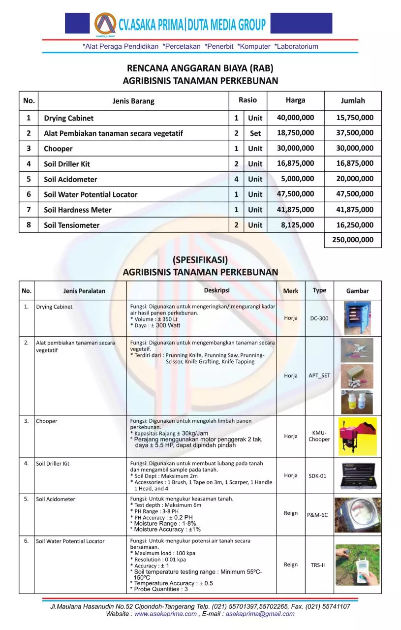 Page 1 of 2, Alat Praktikum SMK Agribisnis Tanaman Perkebunan