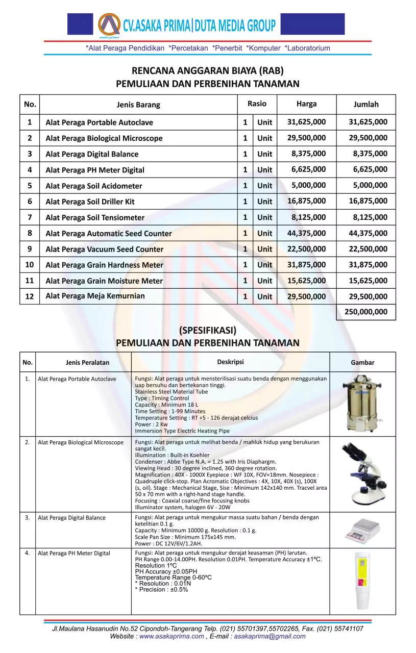 Page 1 of 2, Alat Praktikum SMK Pemuliaan dan Perbenihan Tanaman