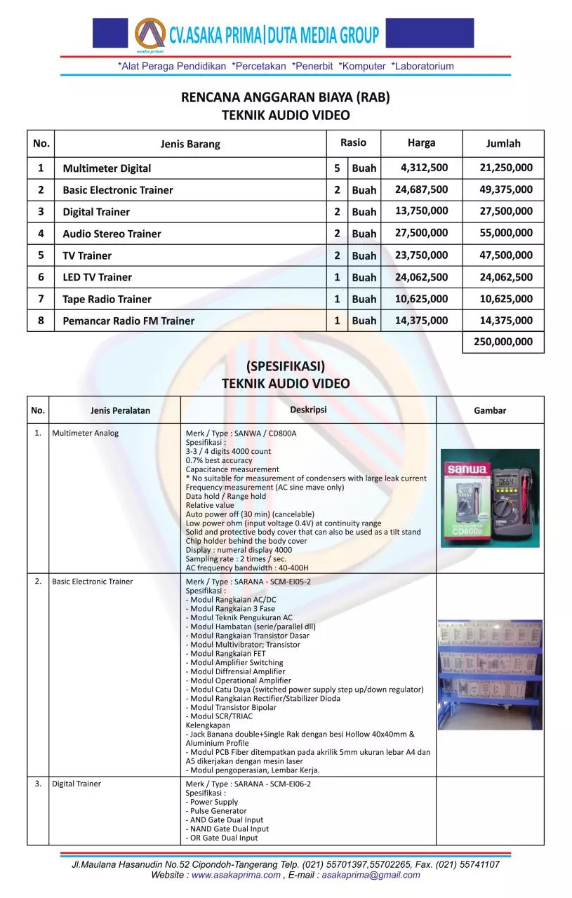 Page 1 of 3, Alat Praktikum SMK Teknik Audio Video