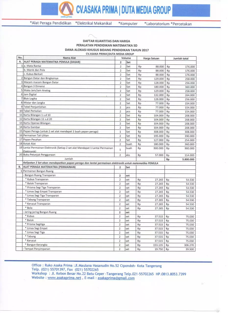 Page 1 of 2, Harga RAB MATEMATIKA SD 2017 CV.ASAKA PRIMA (1)