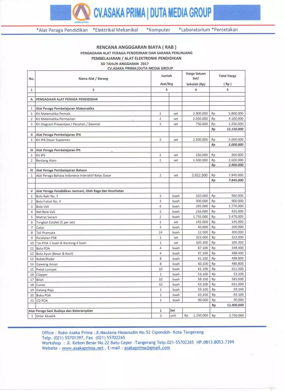 Page 1 of 1, Harga RAB MATEMATIKA SD 2017 CV.ASAKA PRIMA (2)