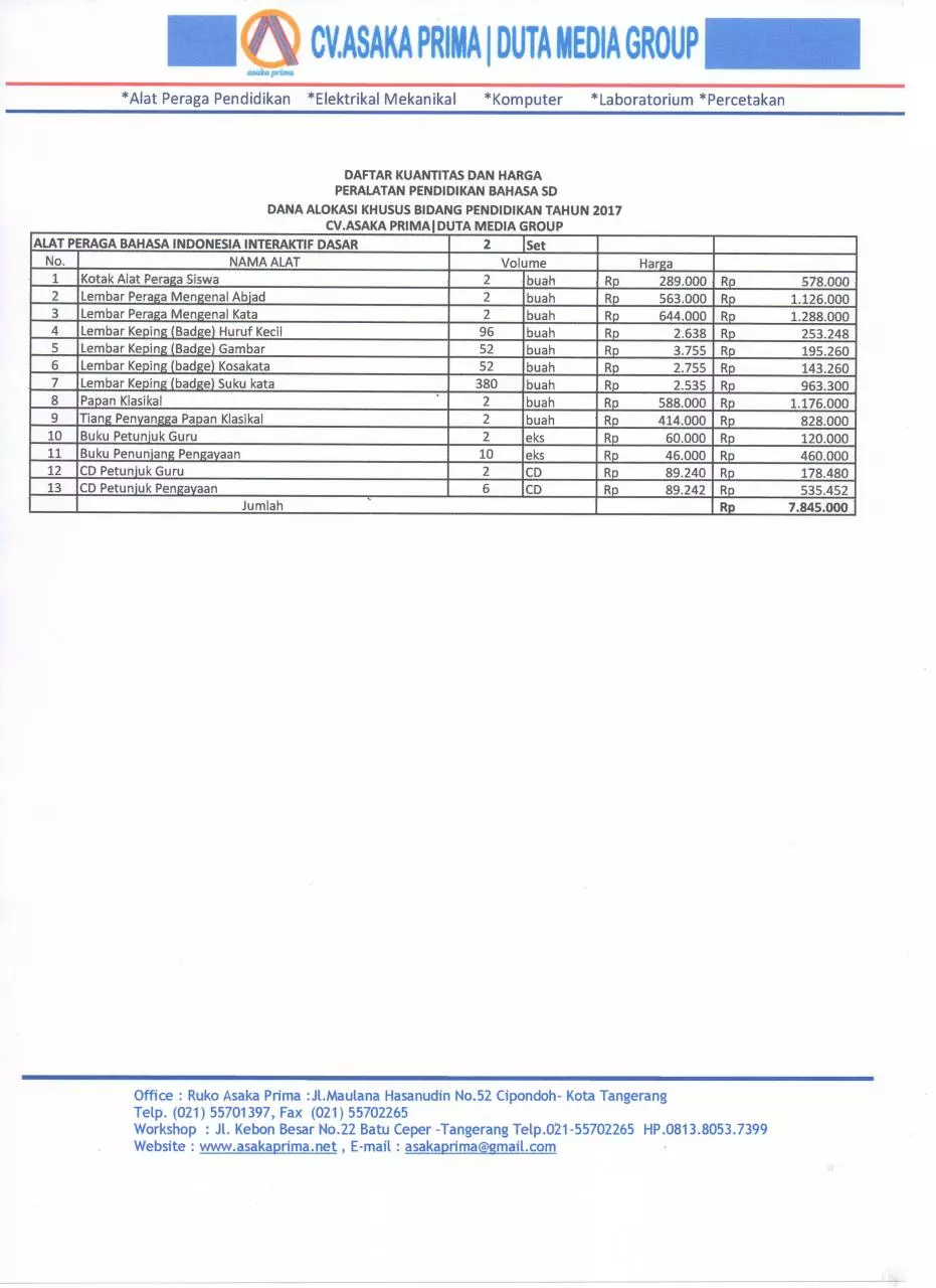 Page 1 of 1, Harga RAB MATEMATIKA SD 2017 CV.ASAKA PRIMA (3)