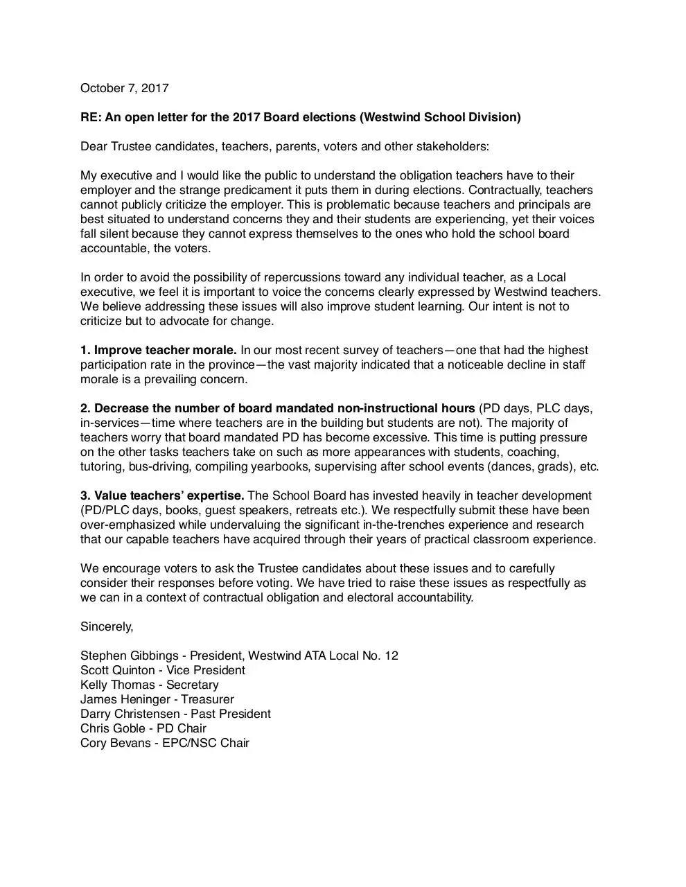 Page 1 of 1, open letter Oct 9