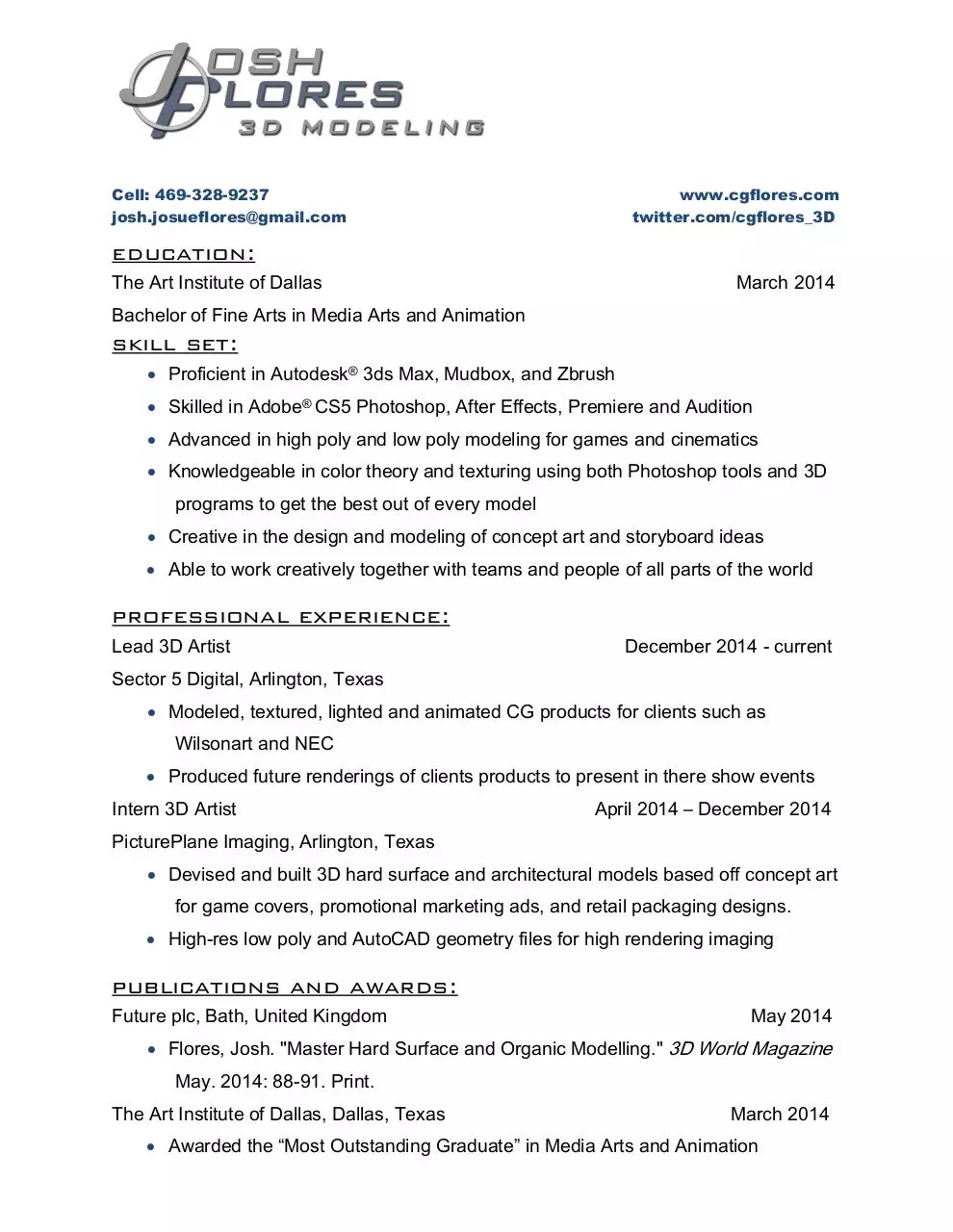 Page 1 of 1, resume josh Flores