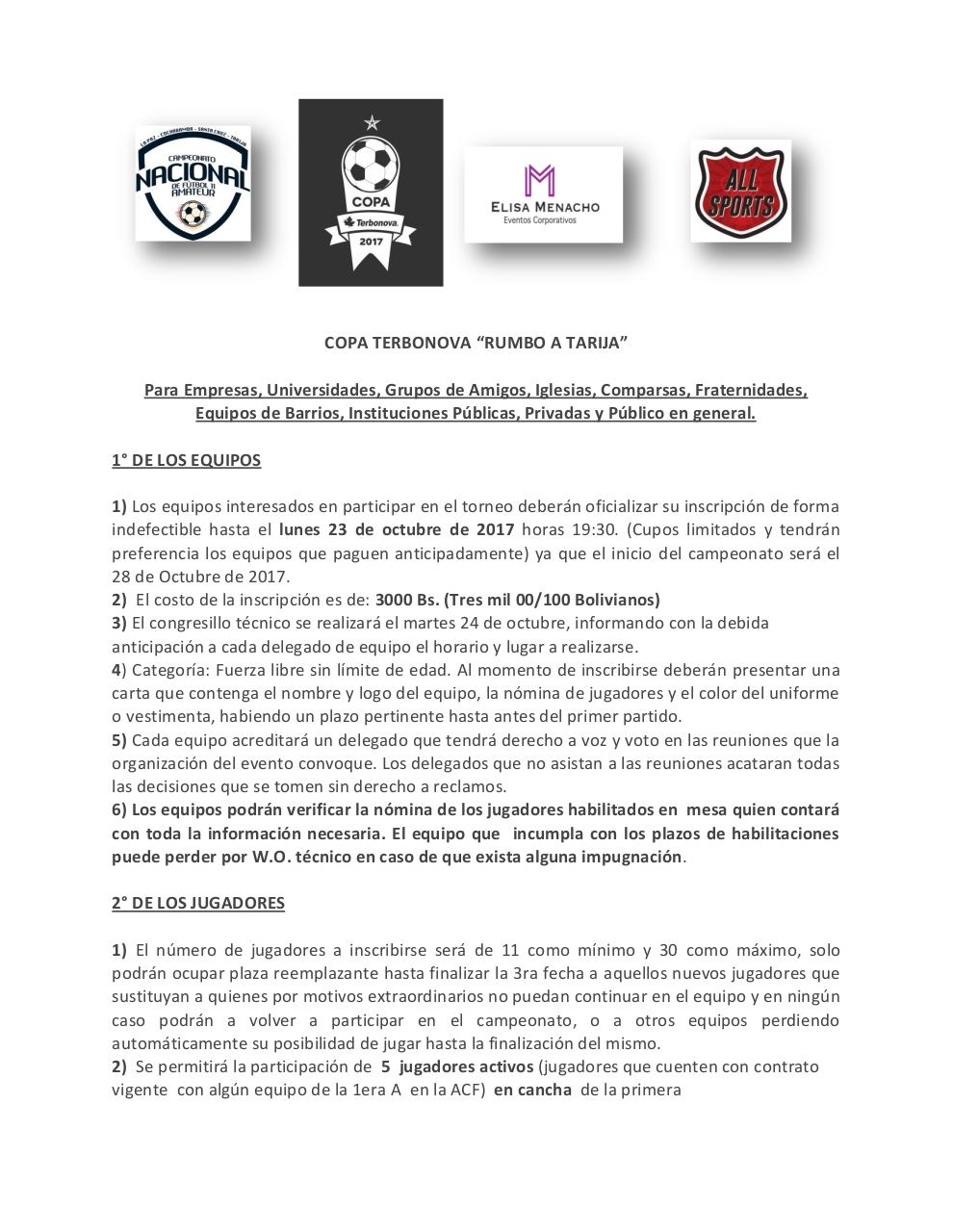 CONVOCATORIA CLAUSURA RUMBO A TARIJA Torneo SCZ.pdf - page 1/6