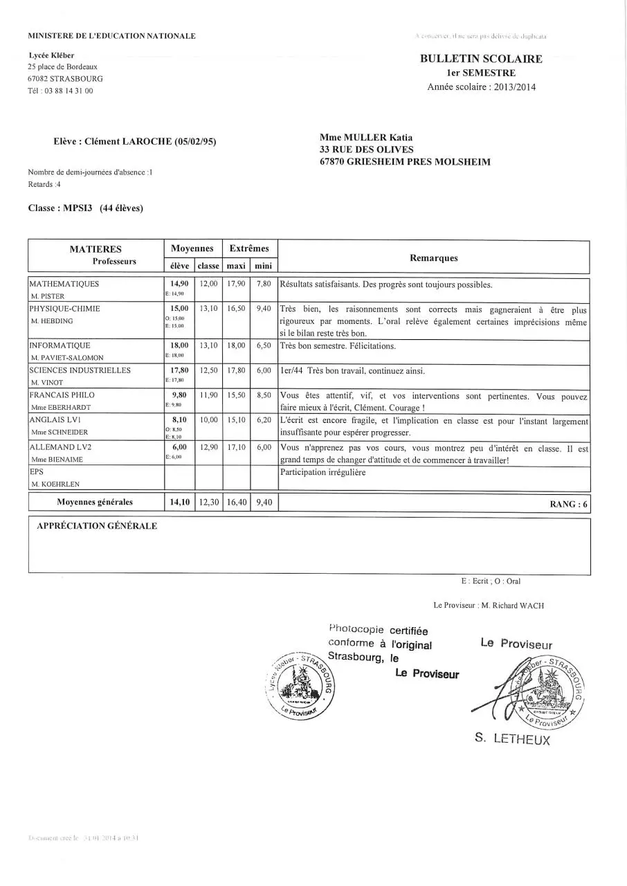 Page 1 of 5, Clément LAROCHE MPE