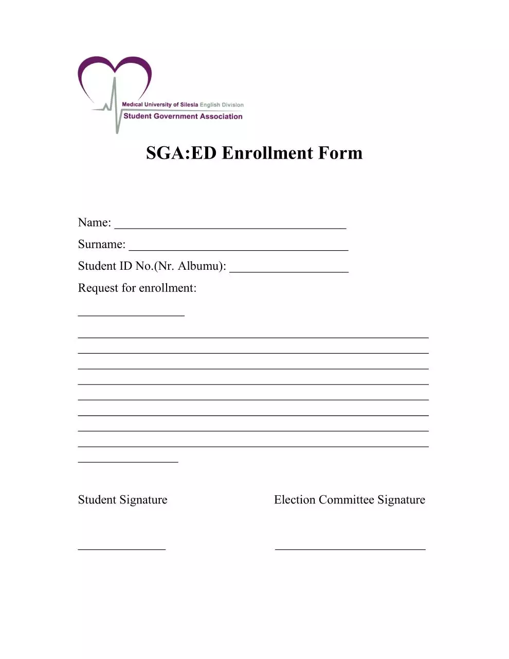 Page 1 of 1, Enrollment Form
