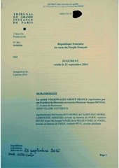 Page 1, Francois Sartre Avocat vs Volkswagen