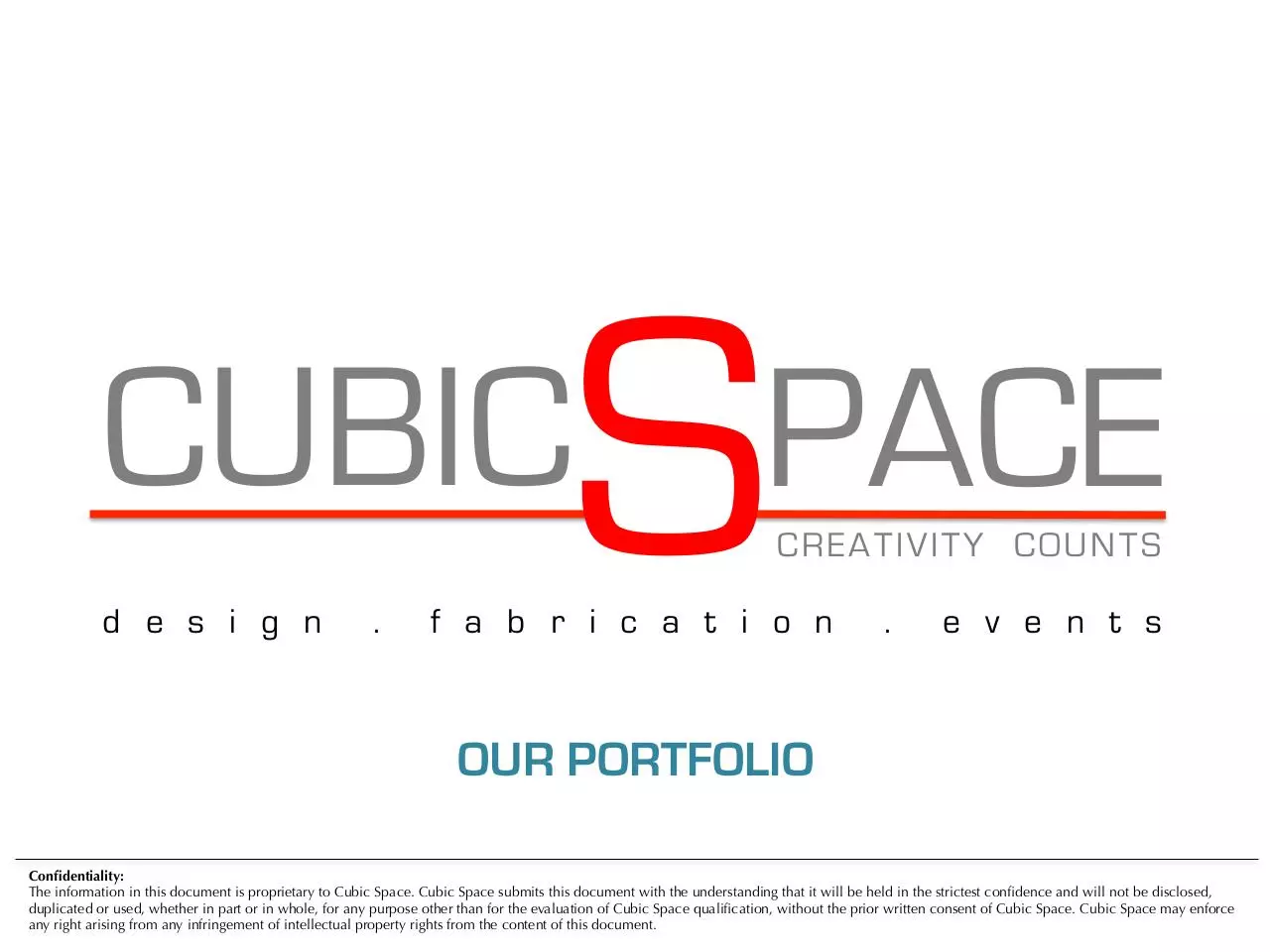 Page 1 of 21, Cubic Space Portfolio