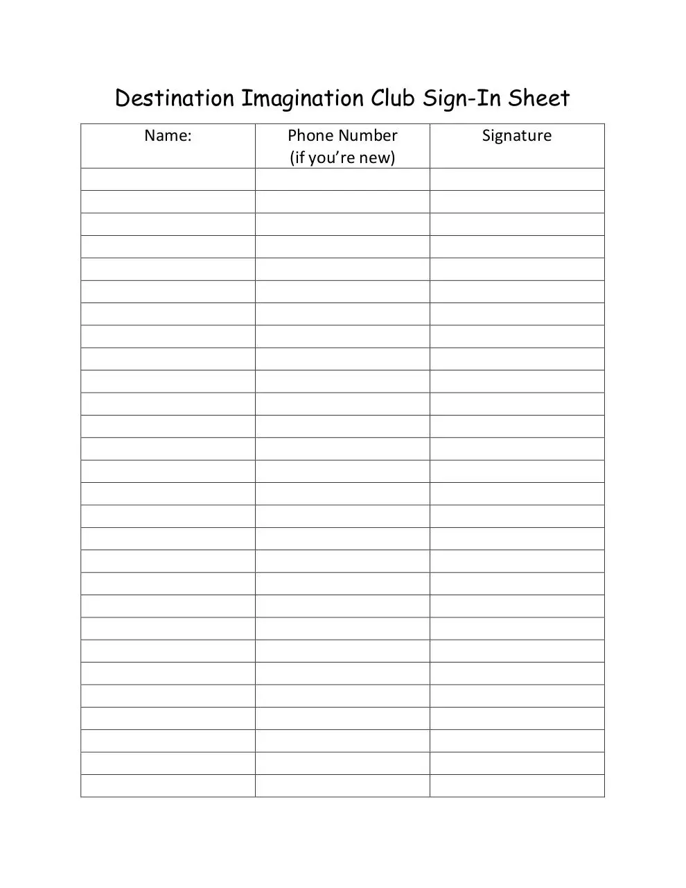 Page 1 of 2, Destination Imagination Club Sign