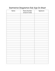 Page 1, Destination Imagination Club Sign