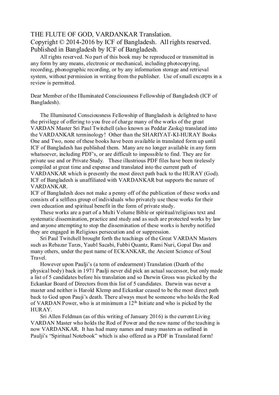 Page 2 of 224, VARDANKAR The Flute Of God