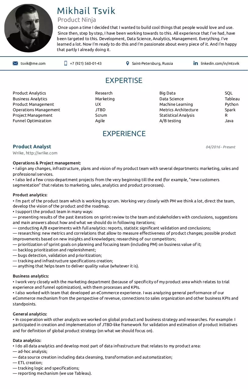 Page 1 of 2, CV — Mikhail Tsvik