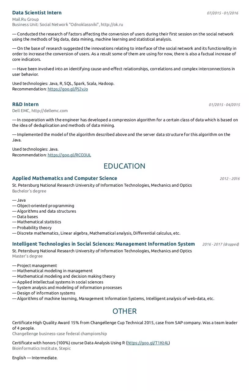 Page 2 of 2, CV — Mikhail Tsvik