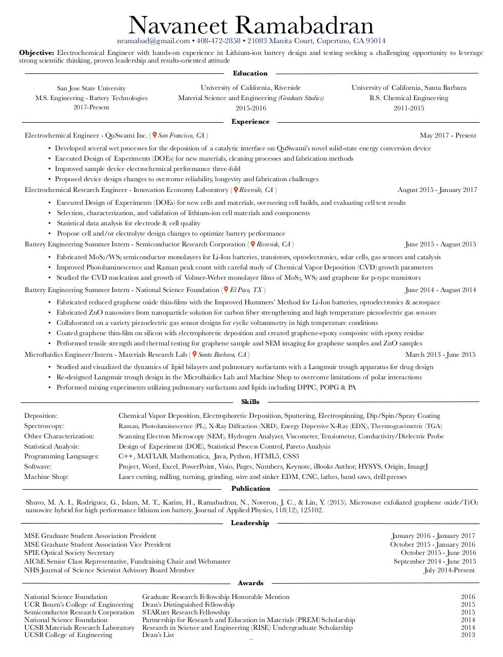 Document preview Navaneet Ramabadran Resume.pdf - page 1/1
