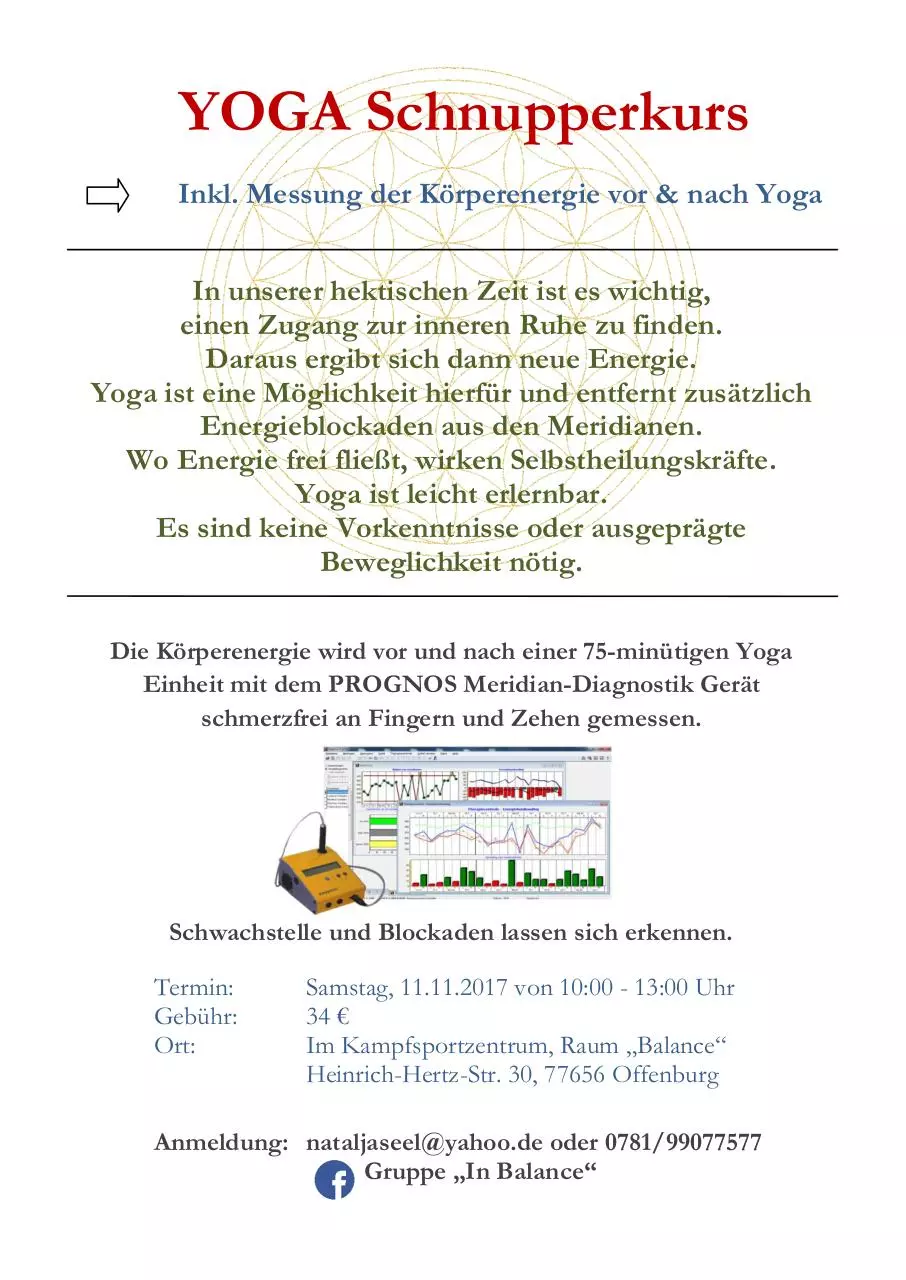 Page 1 of 1, YOGA Schnupperkurs