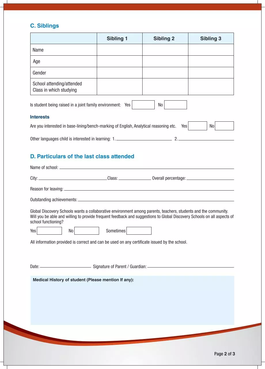 Page 2 of 3, gds hyderabad admission form B
