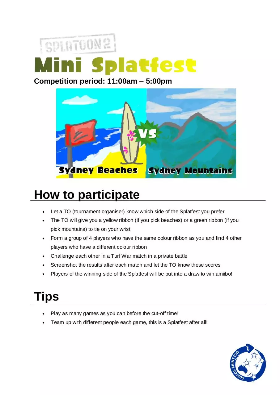 Page 1 of 1, Mini Splatfest