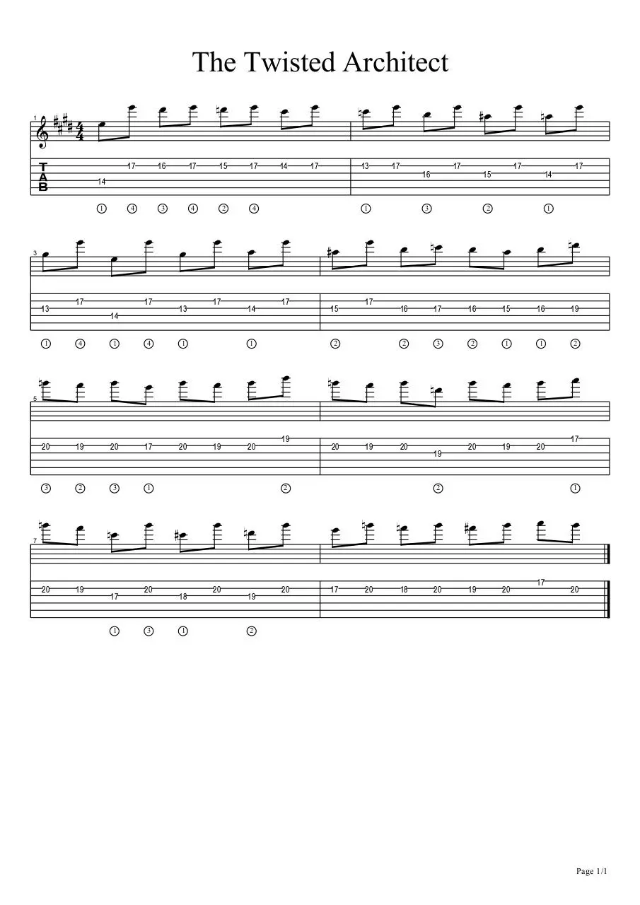 Page 1 of 1, The Twisted Architect Intro TAB