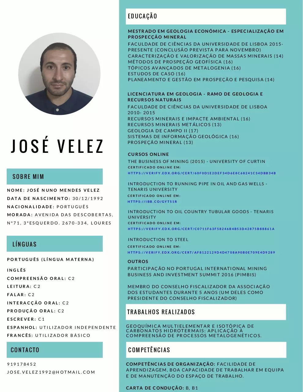 Document preview - CV_JoséVelez.pdf - Page 1/1
