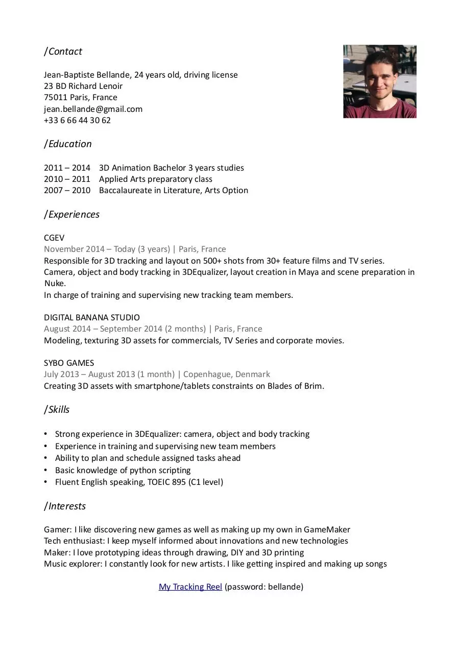 Document preview - Bellande_Jean-Baptiste_Resume.pdf - Page 1/1