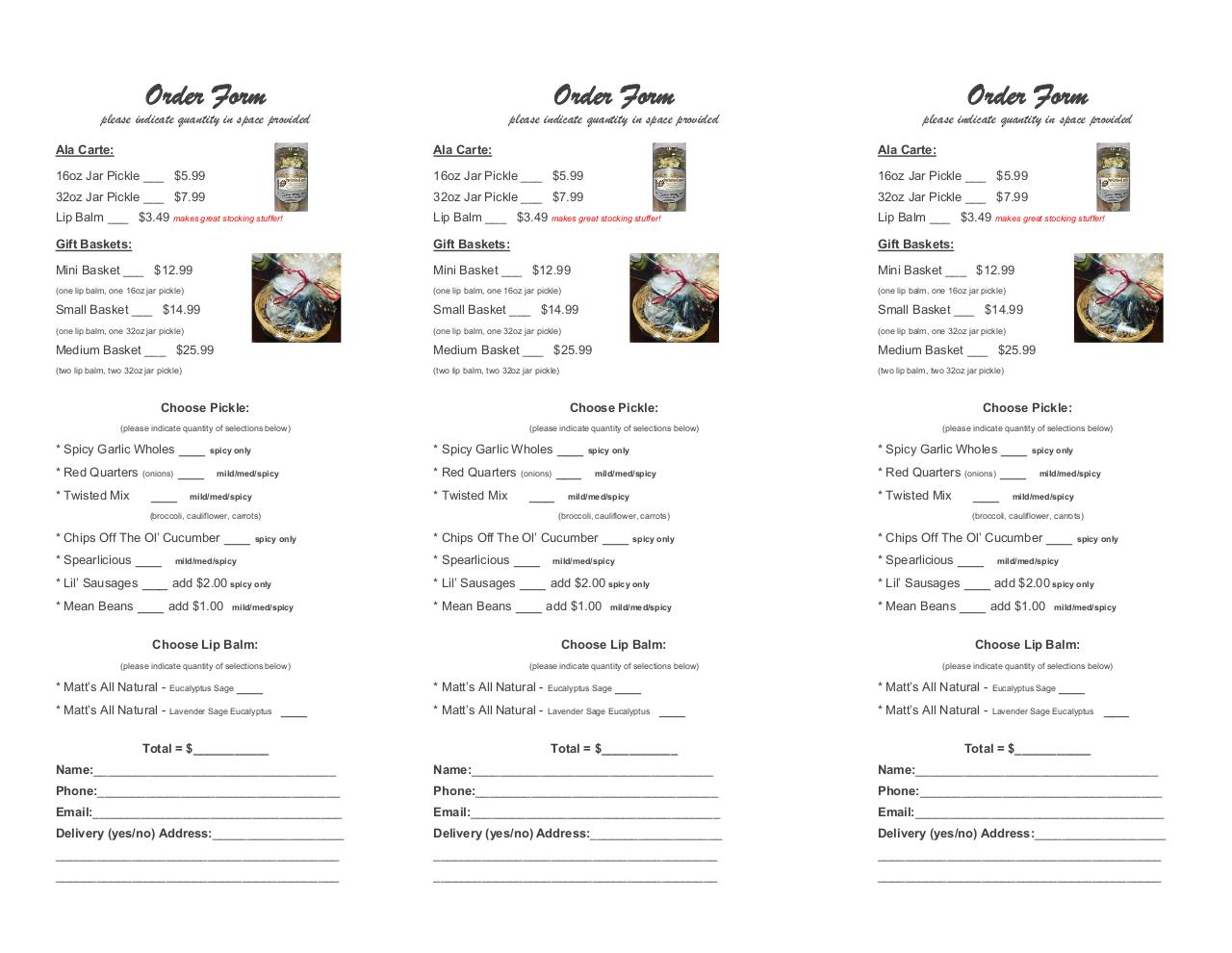 Document preview Holiday Order Form.pdf - page 2/2