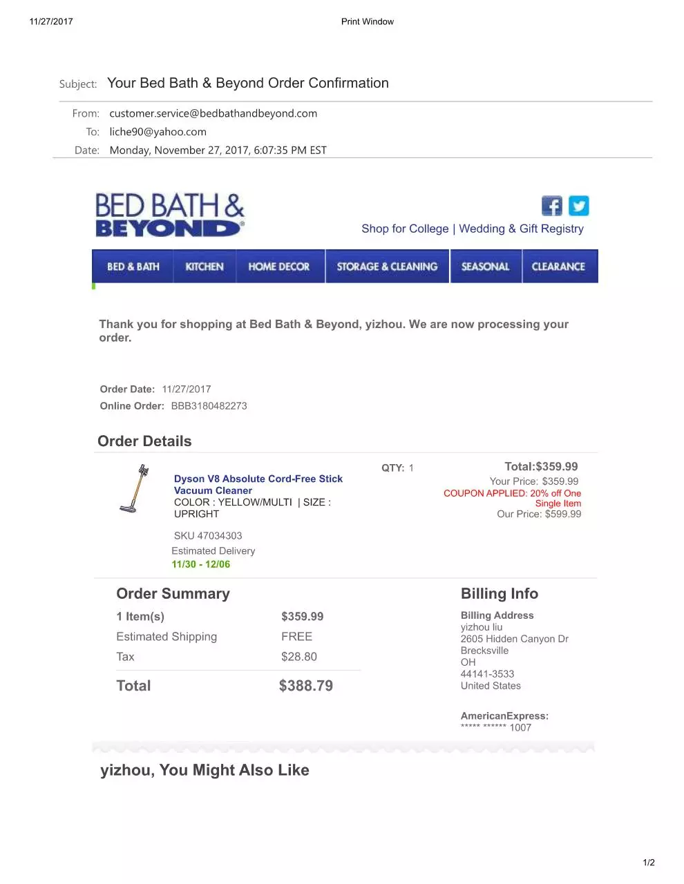 Page 1 of 2, dyson price match