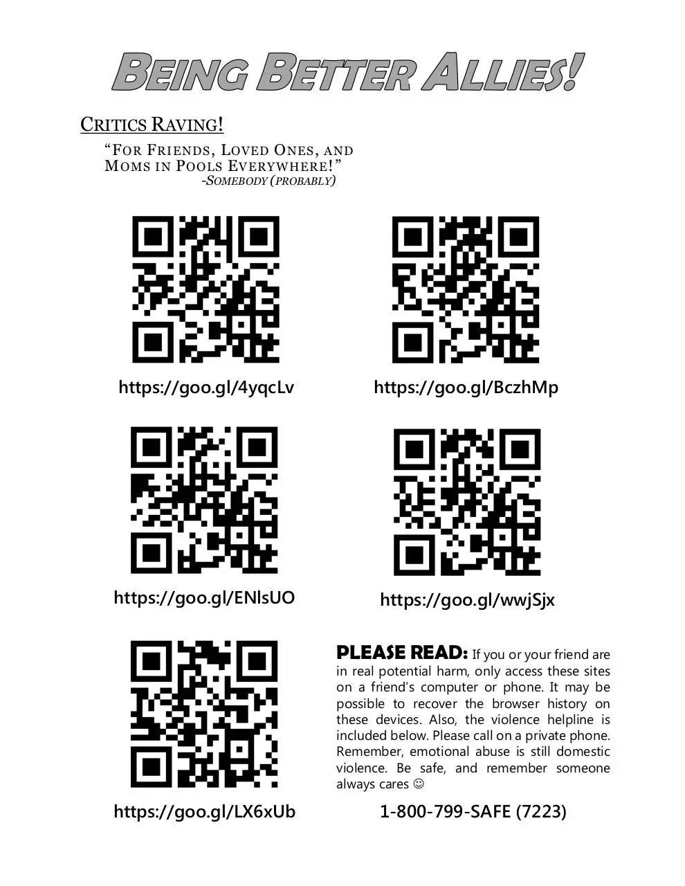 Document preview - Being Better Allies QR Code Handout.pdf - Page 1/1