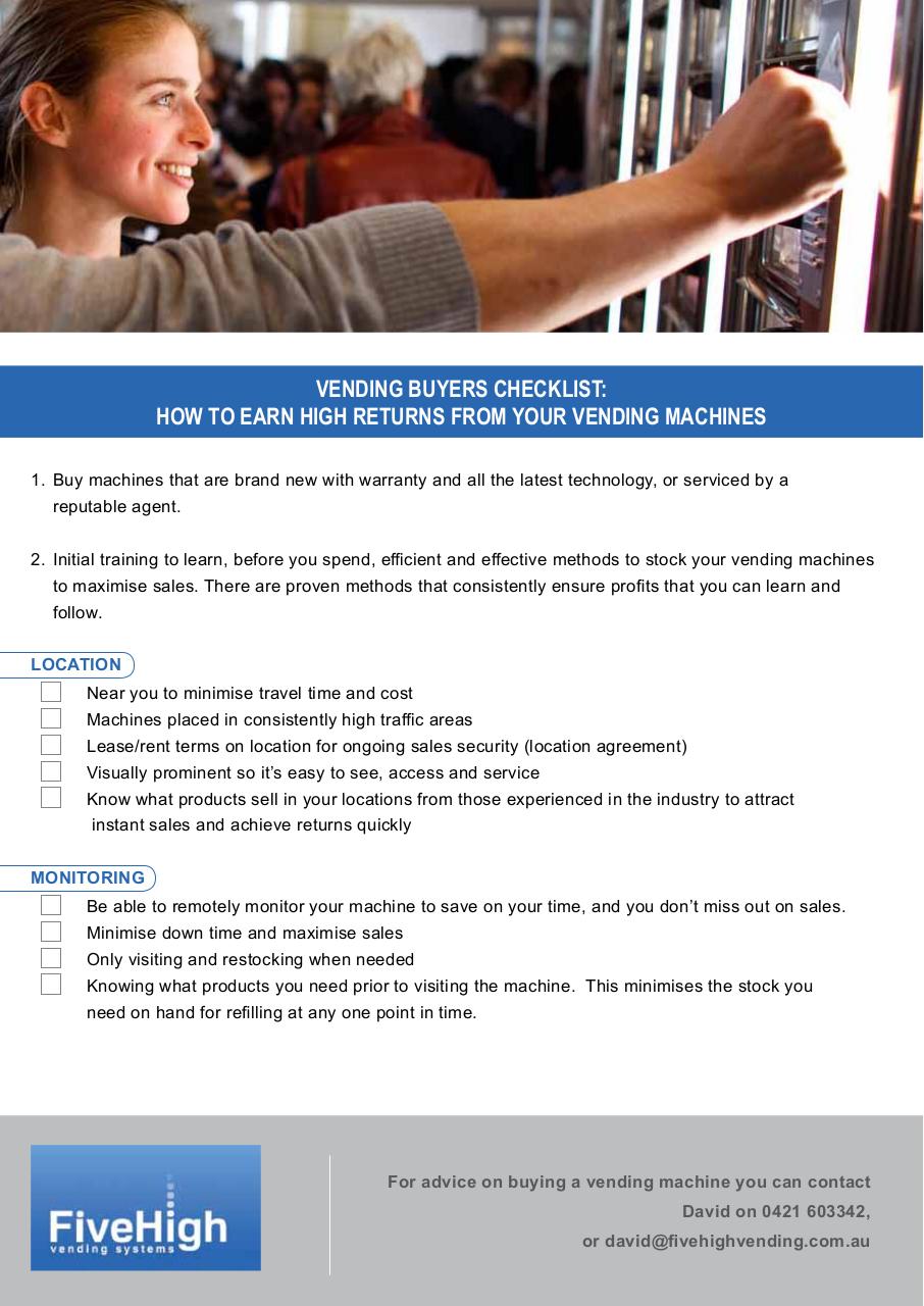Document preview FiveHigh Vending Checklist.pdf - page 1/2