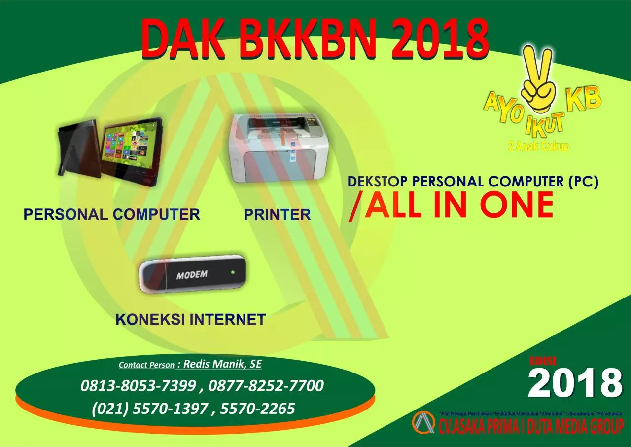 Page 1 of 1, Personal Computer, Printer, Modem Produk BKKbN 2018