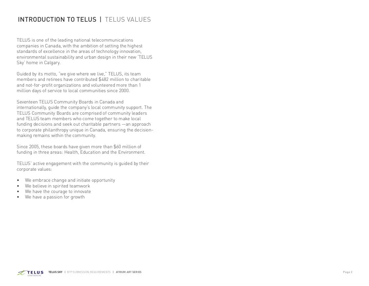 Page 2 of 15, TELUS SKY ART COMPETITION ATRIUM ART SERIES R08