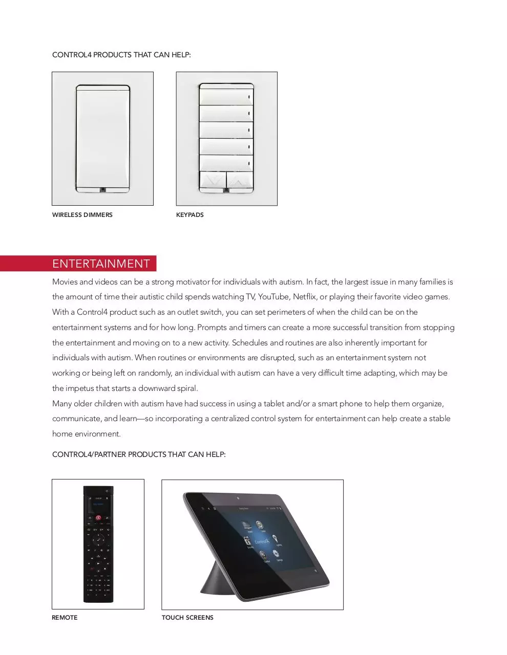 Page 4 of 8, Control4 Autism Brochure