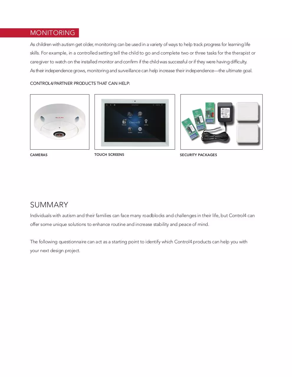 Page 5 of 8, Control4 Autism Brochure
