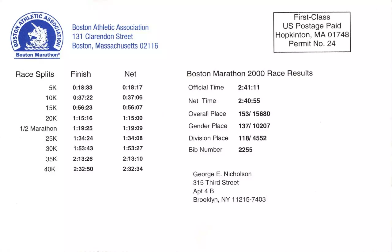 Page 2 of 2, Boston Marathon 2000